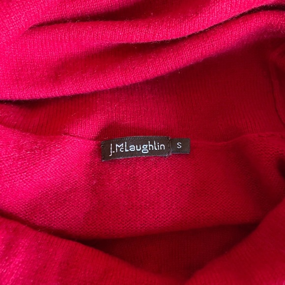 J. McLaughlin Bold Red Cashmere Cowl-neck Sweater - Size S - w/minor holes! - Picture 9 of 15